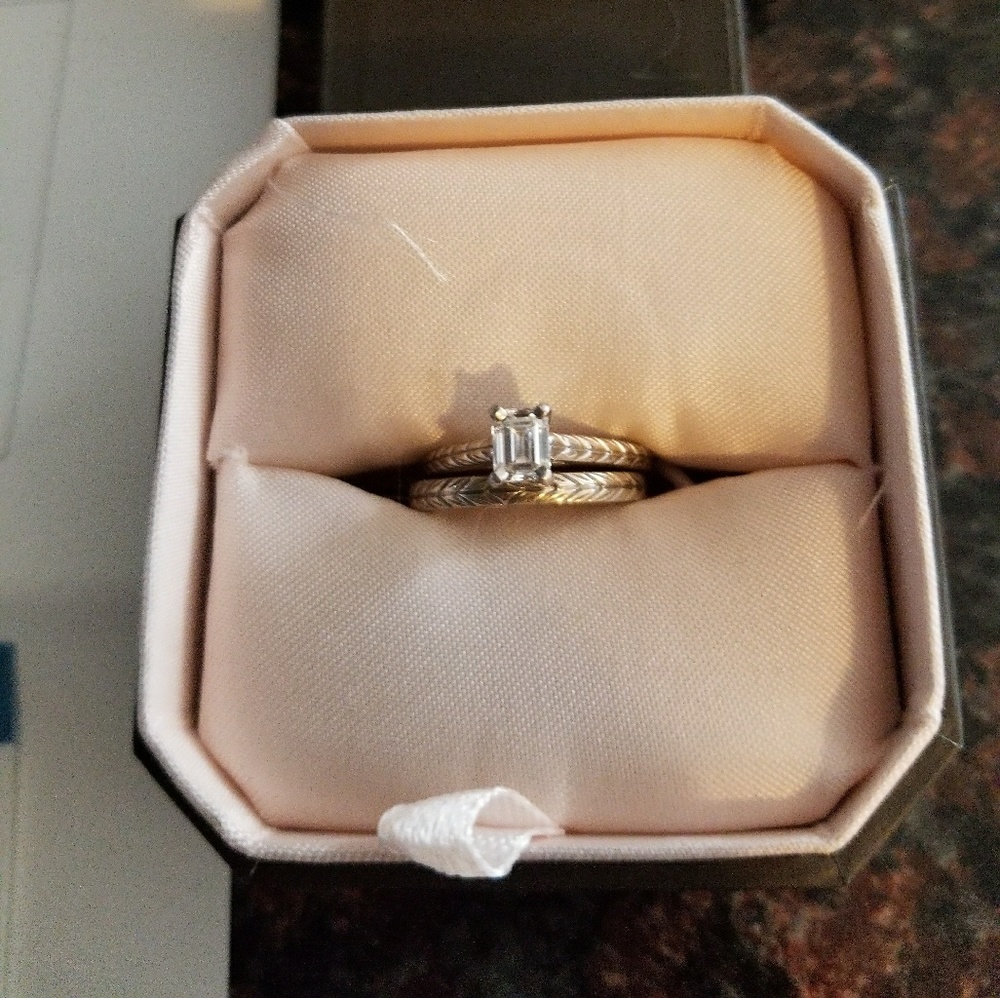 .56 carat Emerald cut women's ring set